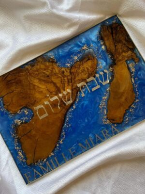 Planche a pain Bleu avec bois d’olivier naturel