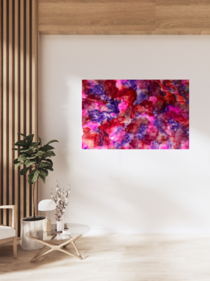 Tableau artistique en résine sur base bois – Effet encre à alcool multicolore